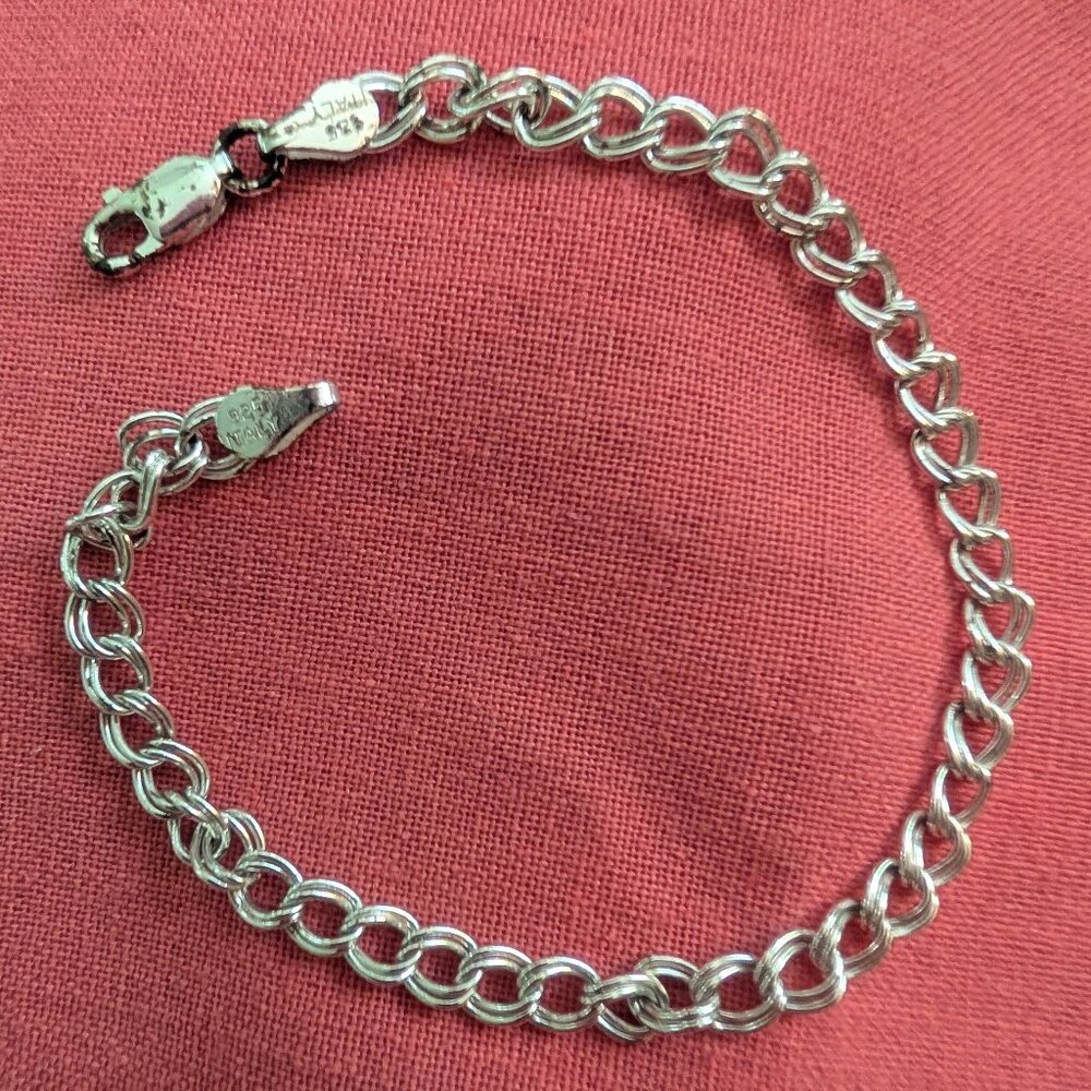 Sterling Silver ITALY double link bracelet charms
